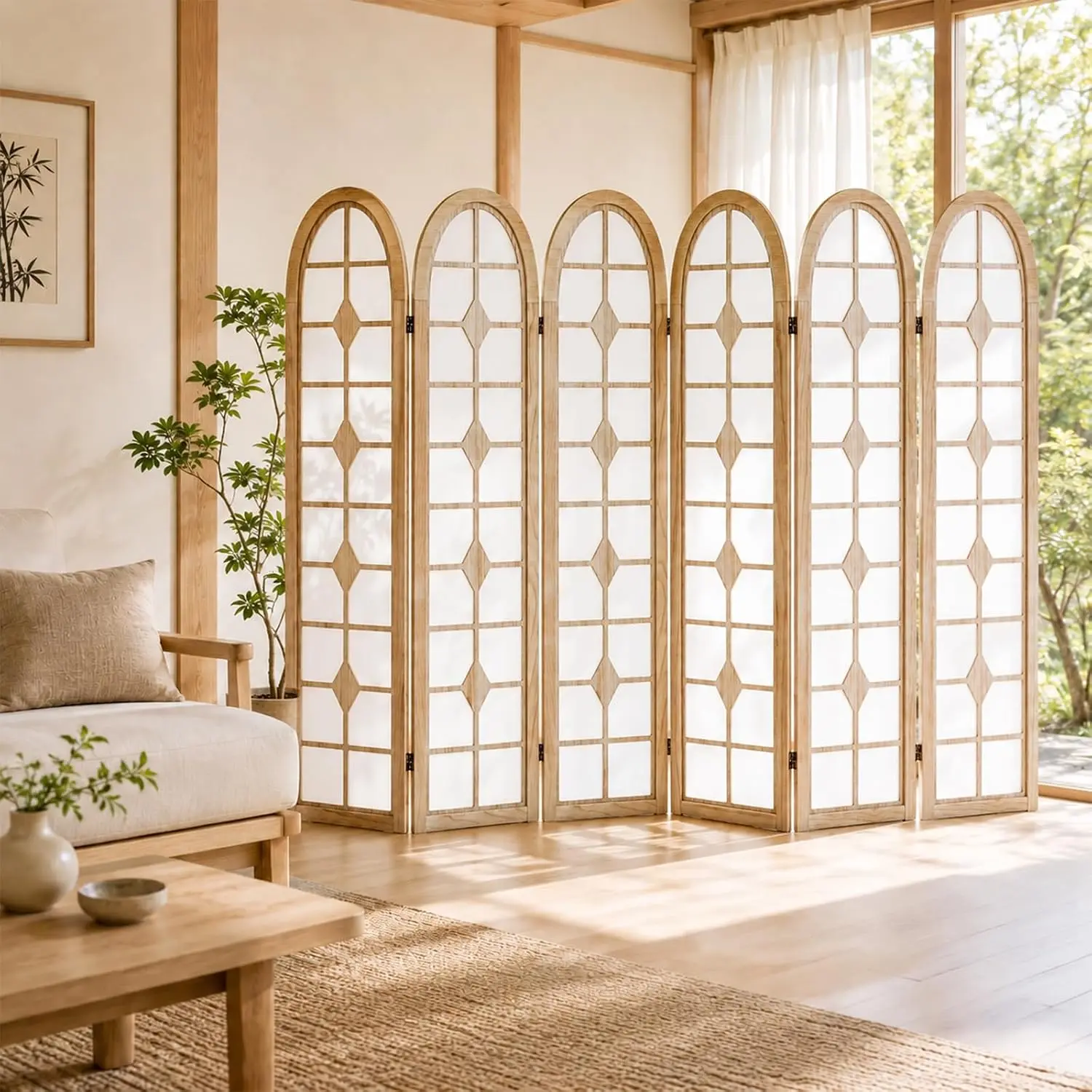 Шестипанельная перегородка-шир – обзор и цена Shoji Screen Divider
